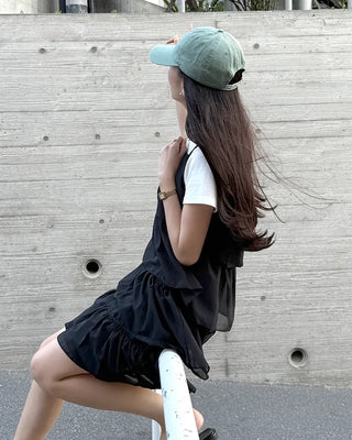 Can-can frill mini dress
