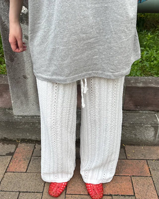 Waist String Sheer Lace Easy Pants