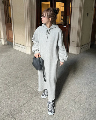 Brushed Hooded Long Dress