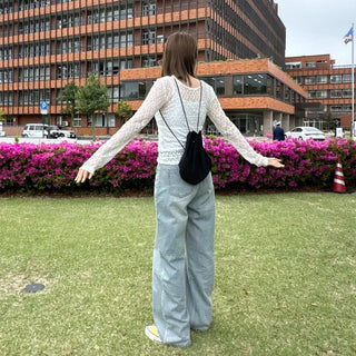 Sheer lace long t-shirt