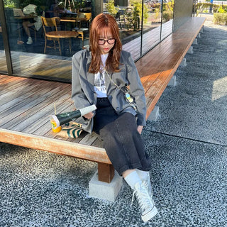 Denim long skirt
