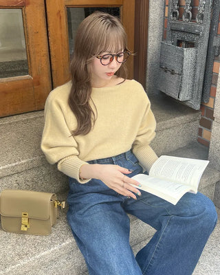 Asymmetrical Shoulder Loose Fit Knit