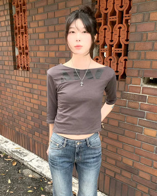 Neck print slim fit T-shirt