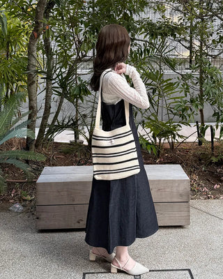 Striped knit bag