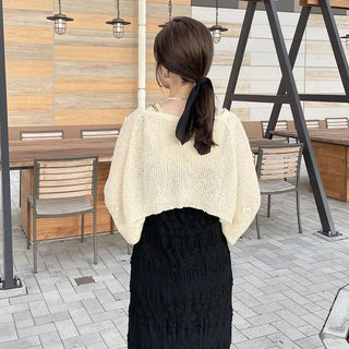 Ribbon detail knit bolero