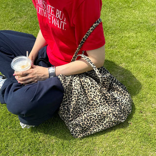 Leopard print cotton bag