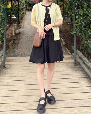 Balloon sleeveless midi dress