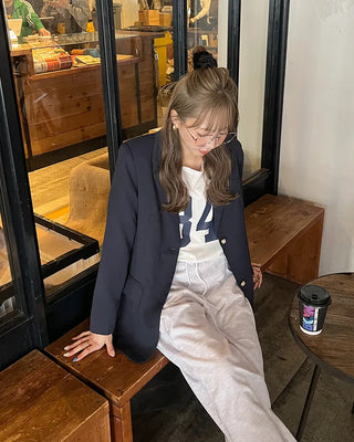 Gold Button Loose Fit Jacket