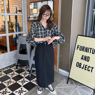 Cotton straight-fit skirt