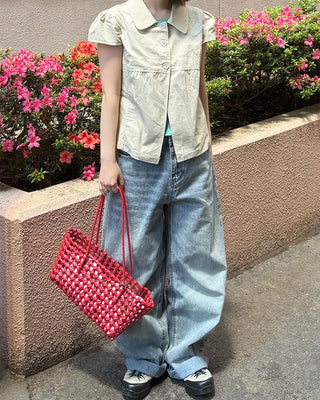 Basic wide-leg denim pants