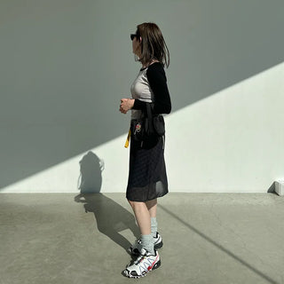 Checked midi skirt