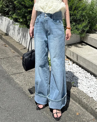 Semi-bootcut denim pants