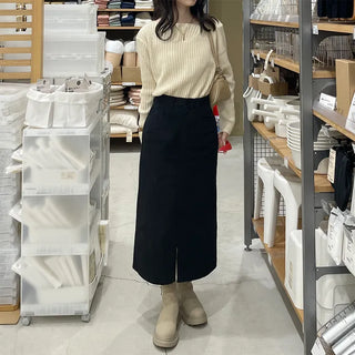 Ribbed Asymmetrical Neck Knit