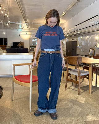 Wide-fit low-rise denim pants