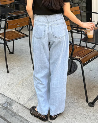 Summer light blue wide denim