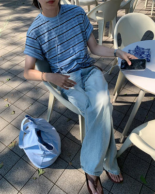 Casual striped short-sleeved T-shirt