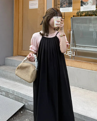 Pintuck Halter Neck Long Dress