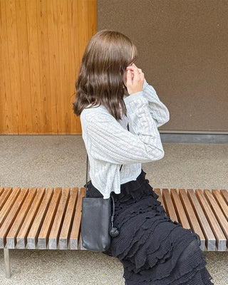 Perforated Cropped Cardigan
