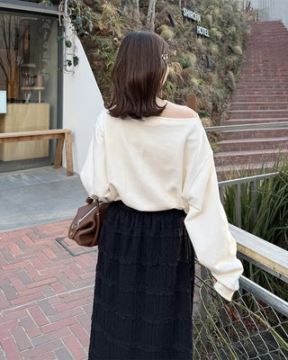 Basic One-Shoulder Crop Sweatshirt