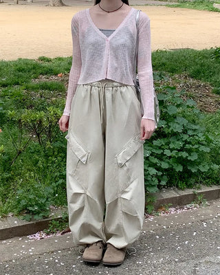 V-neck sheer cardigan
