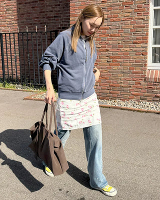 Vintage rose pattern midi skirt