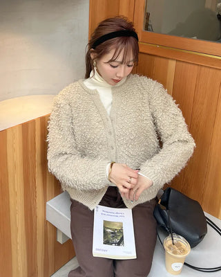Boucle V-neck cardigan