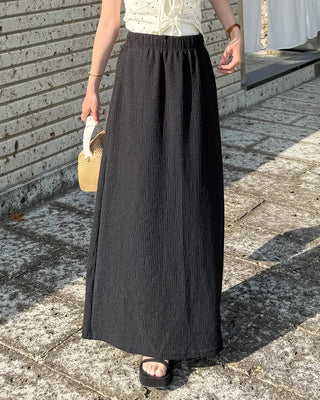 Embossed banding maxi skirt