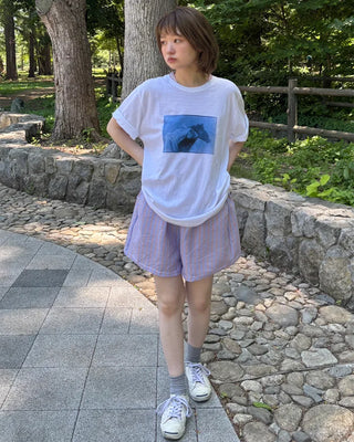 Elastic waist striped shorts
