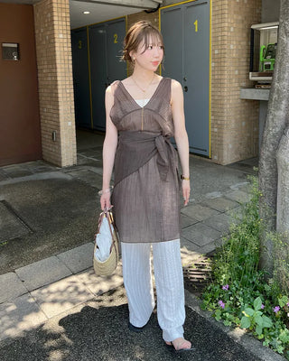 Scarf set sheer layered dress