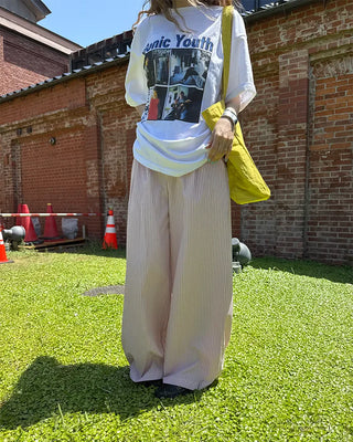 Belt loop striped easy pants