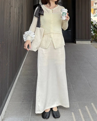 Satin long skirt