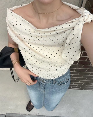 Polka dot off-shoulder blouse
