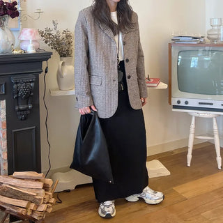 Button-up check jacket