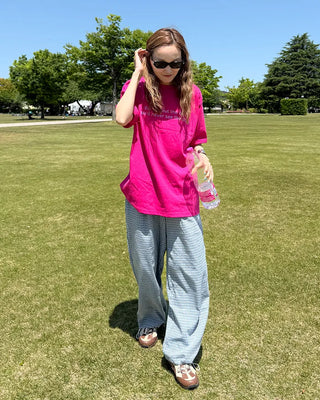 2-way hem check easy pants