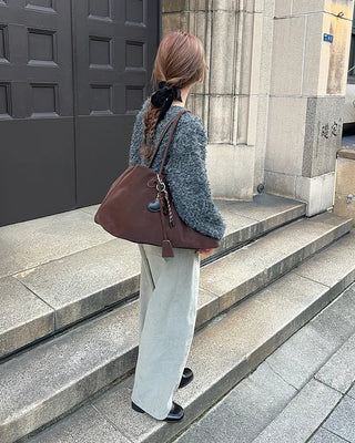 Suede Big Shoulder Tote Bag
