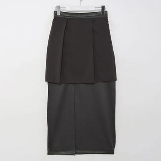 Leather maxi slit skirt