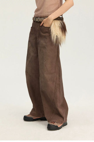 [Monterest] Washed Curved Seam Wide Leg Pants