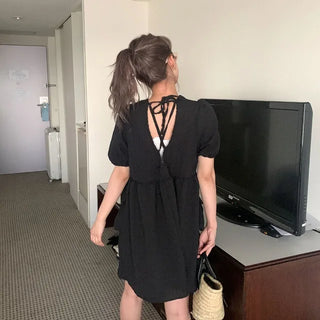 Pocket Point Back Ribbon Mini Dress