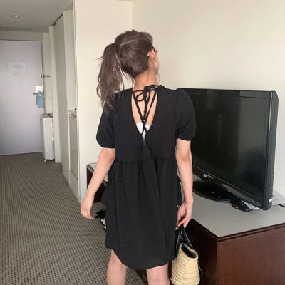 Pocket Point Back Ribbon Mini Dress
