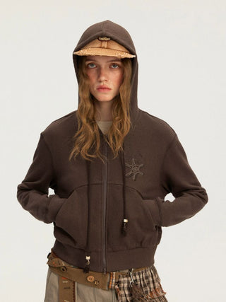 [Monterest] Speckled Hooded Zip-Up Sweatshirt