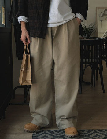 [Triple Length] Cotton Wide Elastic Waist Pants (6 colors)