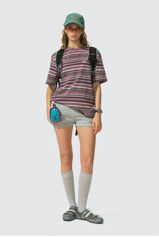 [Monterest] Cotton Totem Stripe Embroidered Tee
