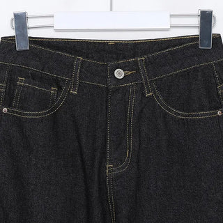 Straight-leg deep denim pants