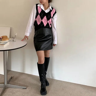 Leather mini skirt