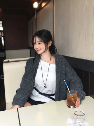 Angora V-neck cardigan