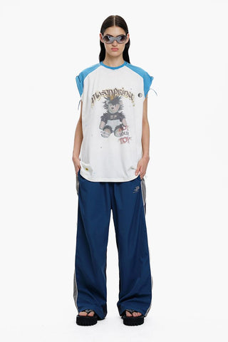 [MASONPRINCE] Punk Bear Raglan Sleeve Top