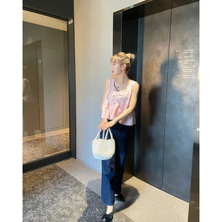 Shirred sleeveless blouse