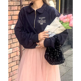 Collared embroidered sweatshirt