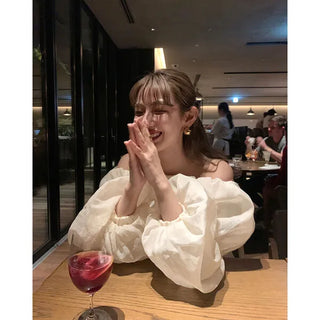 Balloon off-shoulder blouse