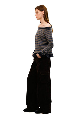 [Moromoro2] Tencel Linen Striped  Sweatshirt/Pants